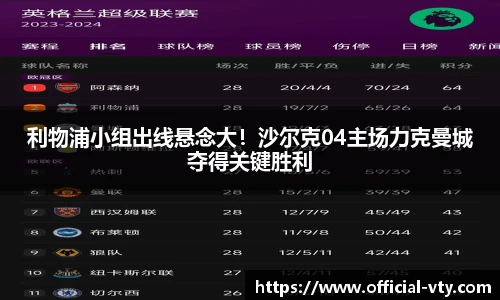 利物浦小组出线悬念大！沙尔克04主场力克曼城夺得关键胜利